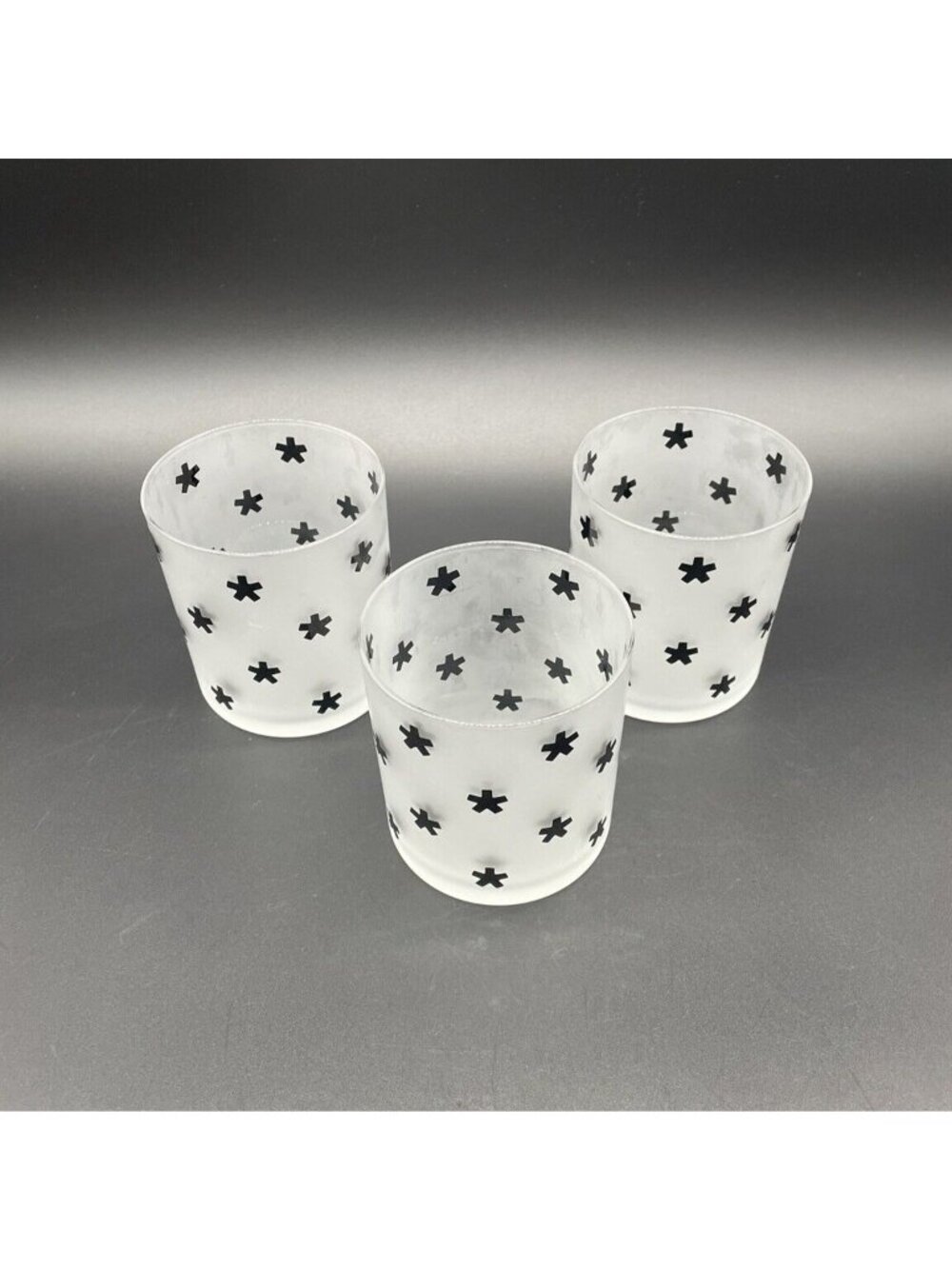 Cocktail Glasses Frosted White Black Lowball Rocks Tumblers Star Mod Barware